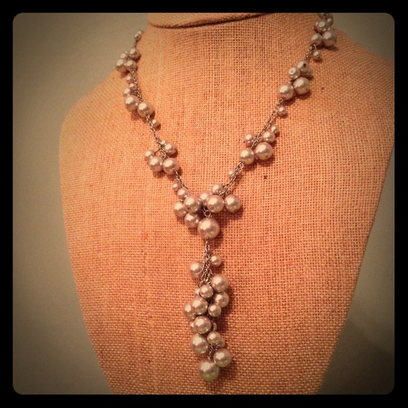 Silver beaded cluster necklace