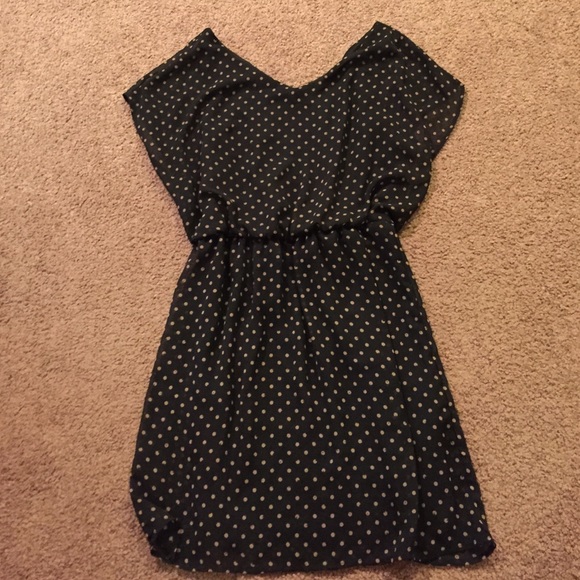 Black cream polka dot dress size S
