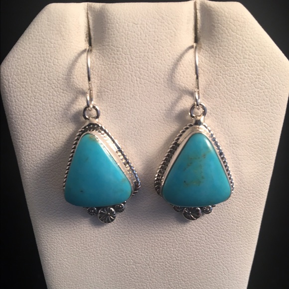 Navajo Kingman Turquoise & Sterling Earrings