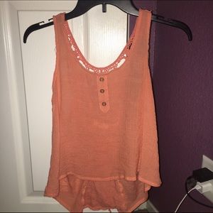Orange, Lace Design Cropped Tank