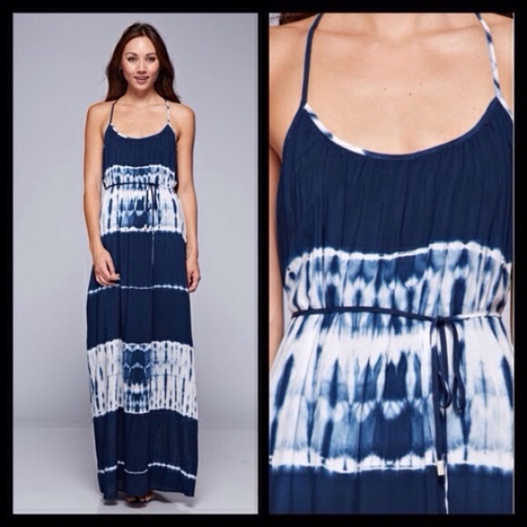 ❣LAST ONES❣ Navy Tie Dye T Back Boho Maxi Dress - Picture 2 of 2