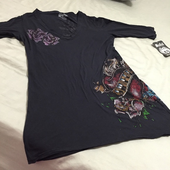 NWT RARE XL Sinful Bling Embellished Tee