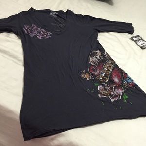 NWT RARE XL Sinful Bling Embellished Tee