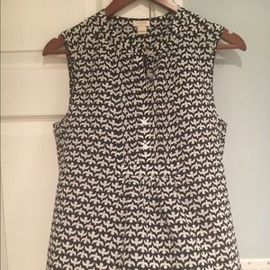 J crew sleeveless navy blue  and white bird top