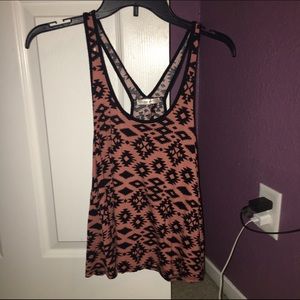 Aztec Orange Print Open Back Tank