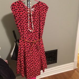 Cute size large heart printed sun dress