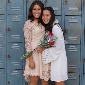 Blush Free People Floral Lace Dress