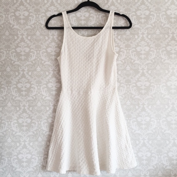 White Textured Skater Dress