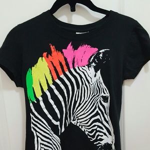 Neon mohawk Zebra fitted t-shirt