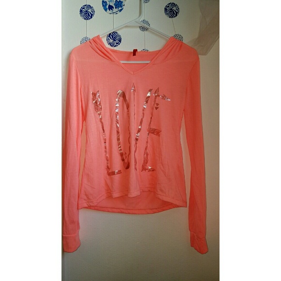 Neon Orange Long-Sleeved Shirt w/Hoodie