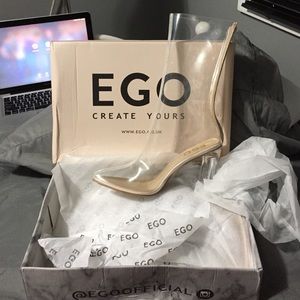 EGO shoes Tasha clear Perspex heel ankle boots