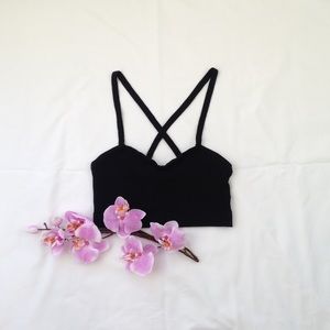 🌈Black Knit Bralette Crop Top