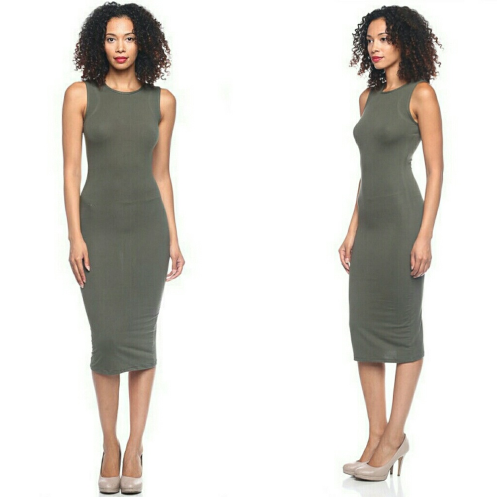 Olive Tank Midi Dress
