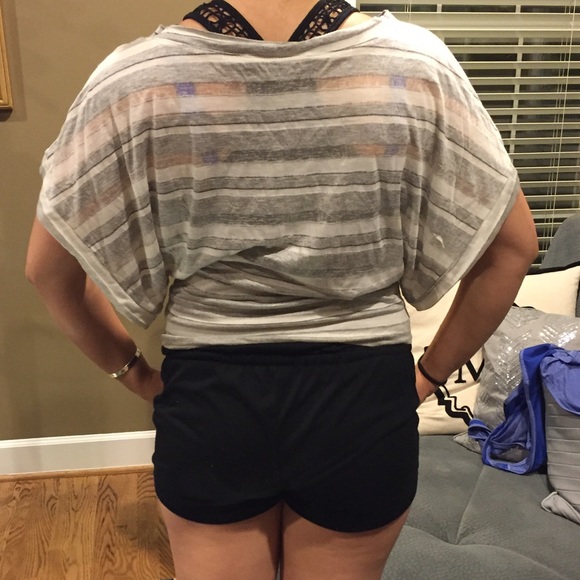 Sheer gray silver shiny top - Picture 2 of 3