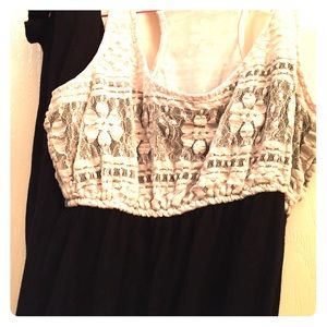 Black and white lace embellishment maxi dress