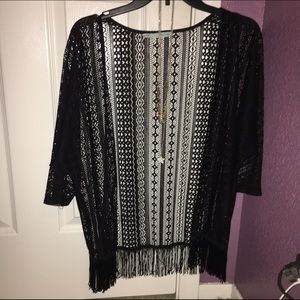 Black Lace Fringe Kimono