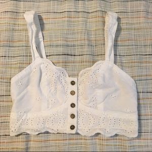 white eyelet crop top/bralette