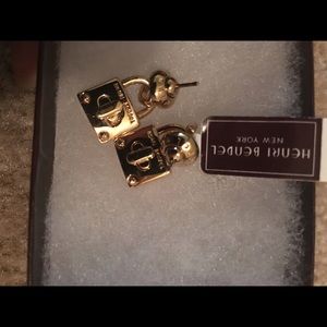 Gold lock Henri Bendel earrings