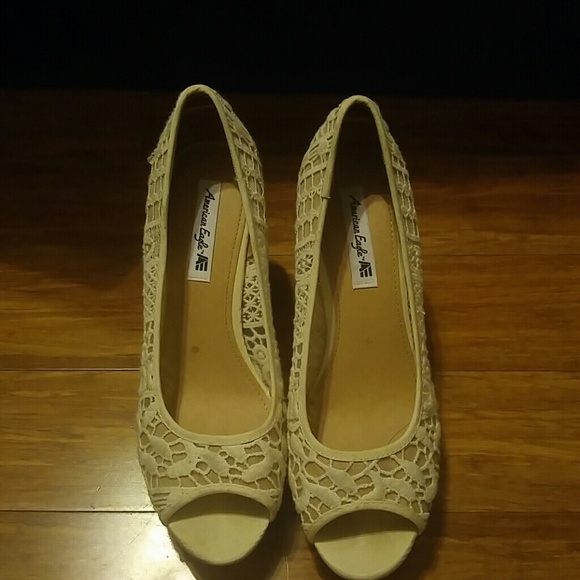 White lace heels