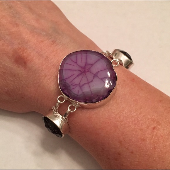 Purple Dragon Vein & 925 Silver Overlay Bracelet - Picture 3 of 4