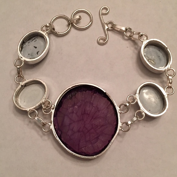 Purple Dragon Vein & 925 Silver Overlay Bracelet - Picture 4 of 4
