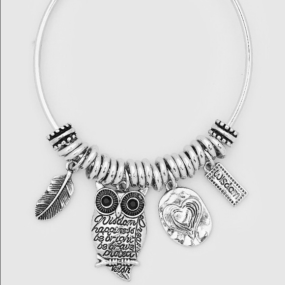 Jewelry - Owl feather heart wisdom message bracelet
