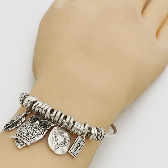 Owl feather heart wisdom message bracelet - Picture 3 of 3