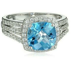 18K White Gold Filled, Blue AAA Czs,NWT, Size 6