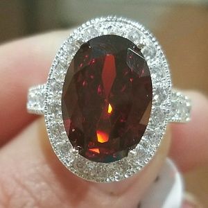 Sterling silver with red & White topaz,NWT,Size 7