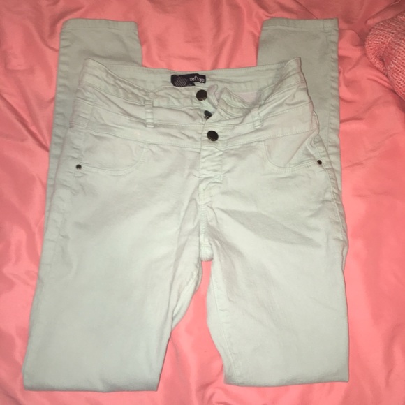 High waisted jeans mint green