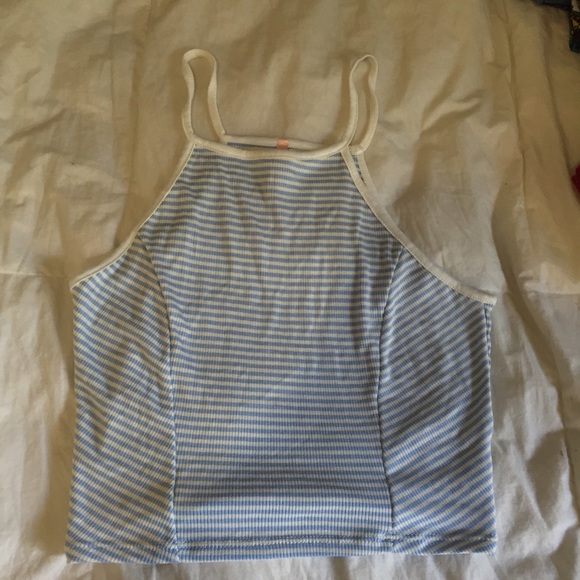 Blue striped crop tank NWOT