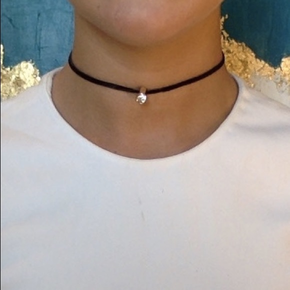 Faux leather chord choker
