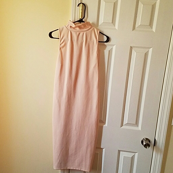 Light Pink Bodycon Turtleneck Dress