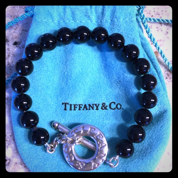 Tiffany & Co Black Onyx bead toggle  bracelet