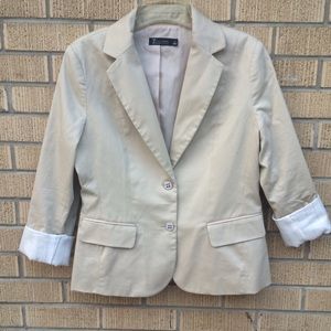NY&Co. 7th Avenue Jacket in Cream/Khaki - Size 10