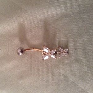 10k gold diamond butterfly belly ring