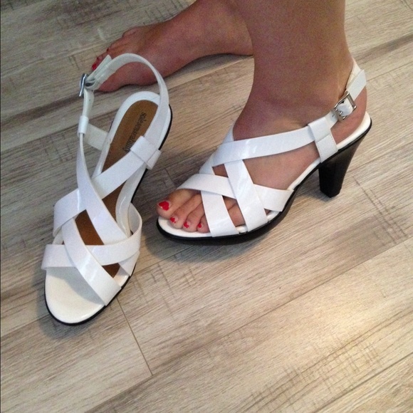 Beautiful white heeled no skid sandals
