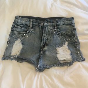 high waisted studded Jean shorts