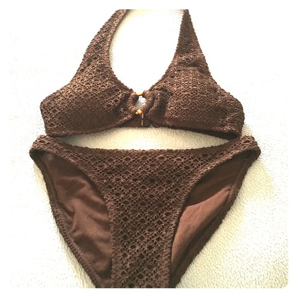 Brown crochet bikini