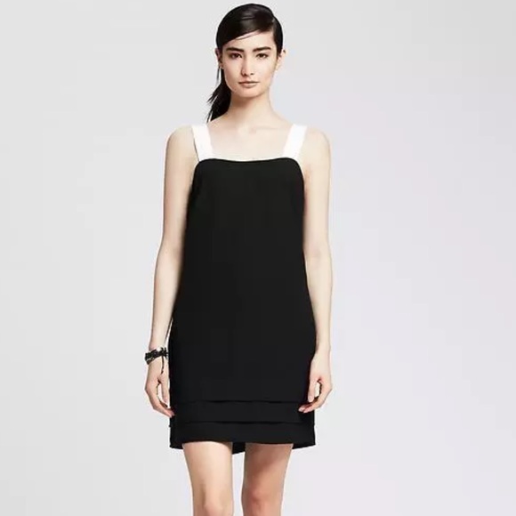 Banana Republic Black Dress with White straps. New