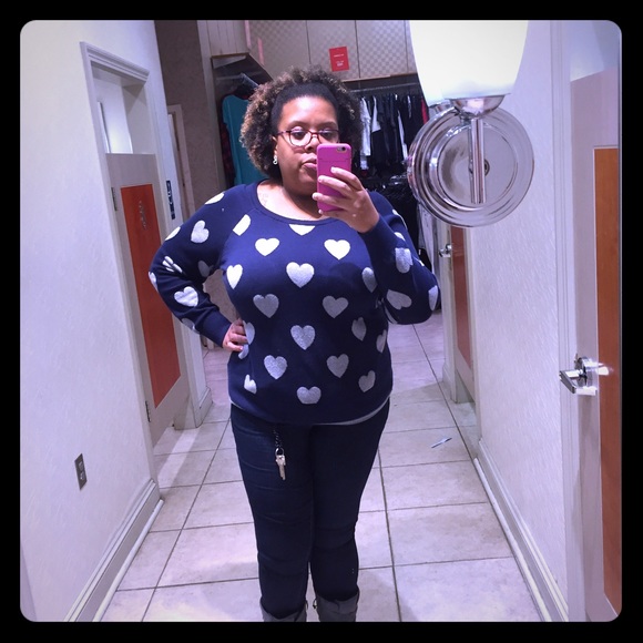 Torrid Navy Blue Heart Sweater