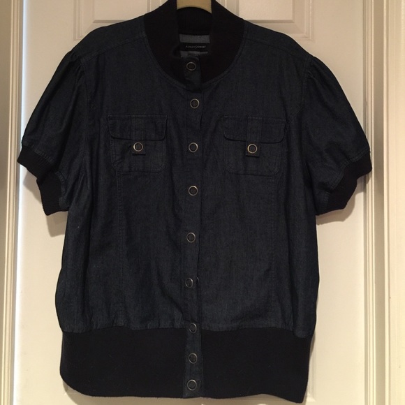 Ashley Stewart Short Sleeve Denim Shirt/Jacket