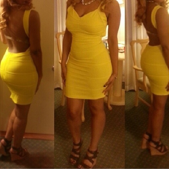 Yellow open back dress