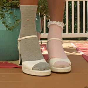 White Mary Jane Chunky Heels