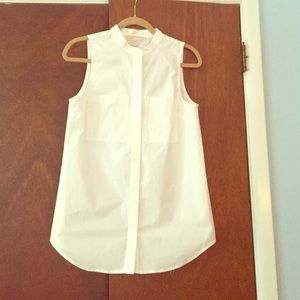 Michael Kors White Cotton Button Up Tank Top