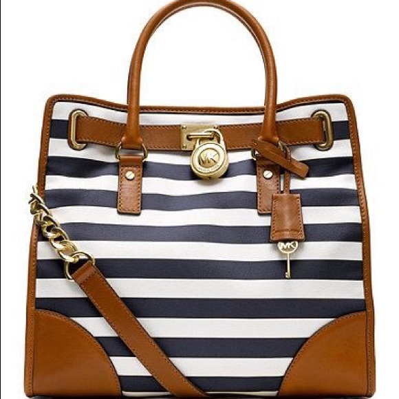 Michael Kors Navy and White Stripe Tote bag