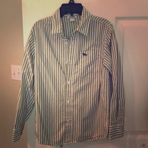 Old Navy Green/White Stripe Button Down Sz Lg