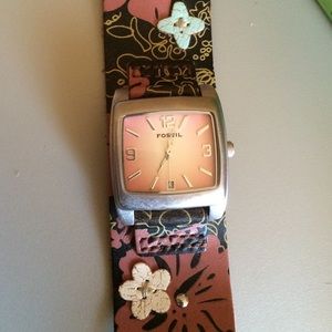 Leather fossil watch