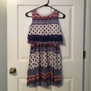 Blue and white dress