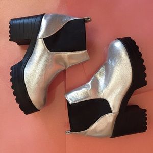 Silver Slip On Booties